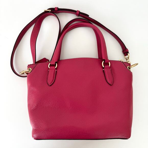 Coach Remi Satchel Pink Pebbled Leather Crossbody Shoulder Handbag 1317 - Picture 4 of 14